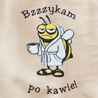 Torba bawełniana z haftem "Bzzzzykam po kawie???" - rozmiar mały - 38x42x8cm