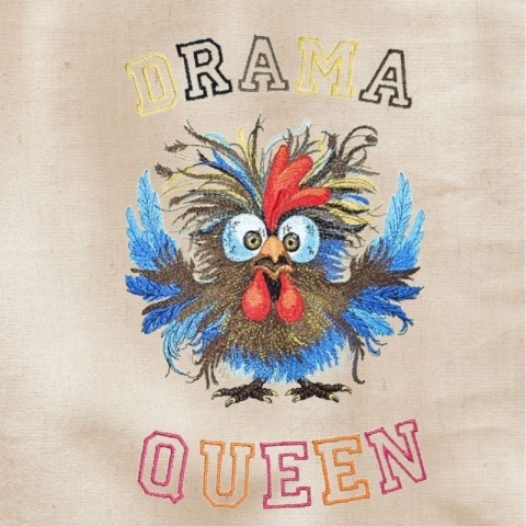 Torba bawełniana z haftem "Drama QUEEN" - rozmiar mały - 38x42x8cm