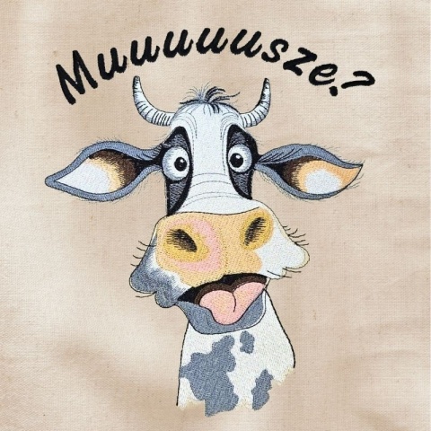 Torba bawełniana z haftem "Muuuuusze?" - rozmiar mały - 38x42x8cm