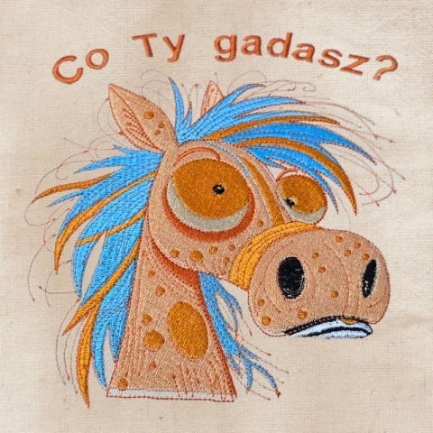 Torba bawełniana z haftem "Co Ty gadasz?" - rozmiar mały - 38x42x8cm